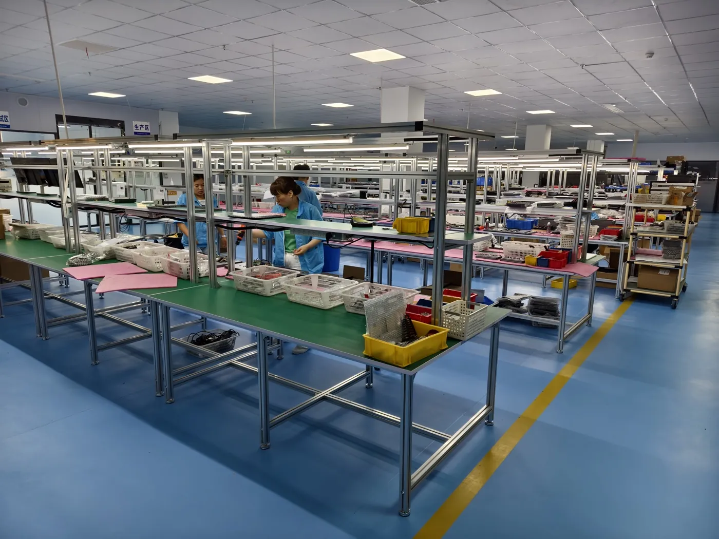 IPCtech electronic production line with workstations in the factory